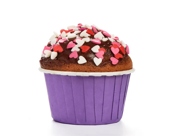 Cupcake. muffin al cioccolato su sfondo bianco — Foto Stock