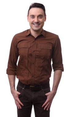 mutlu adam beyaz bir arka plan üzerinde izole