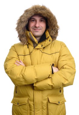 portrait of smiling man in winter coat clipart