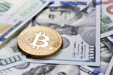 Altın Bitcoin sikke üzerinde bir ABD dolar