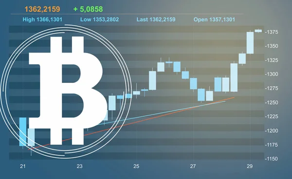 Bitcoin e cambio di programma corso — Foto Stock