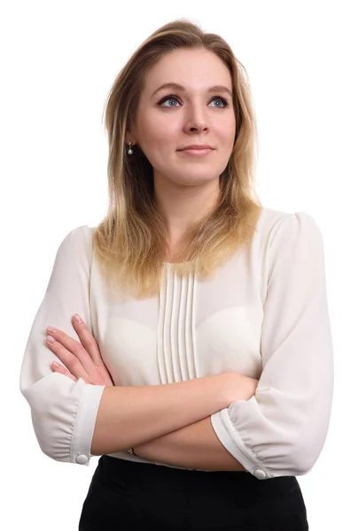 Confident beautiful woman looking up — Stock Photo, Image