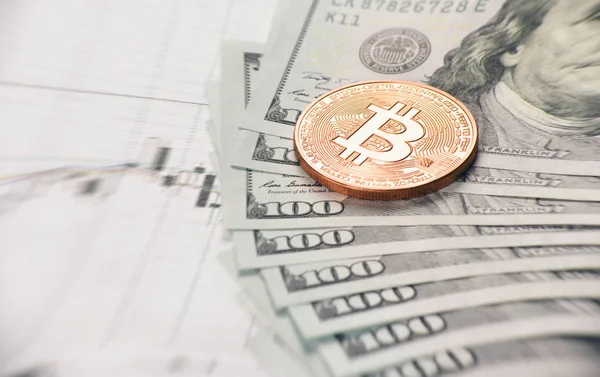 Close up van bitcoin munt — Stockfoto