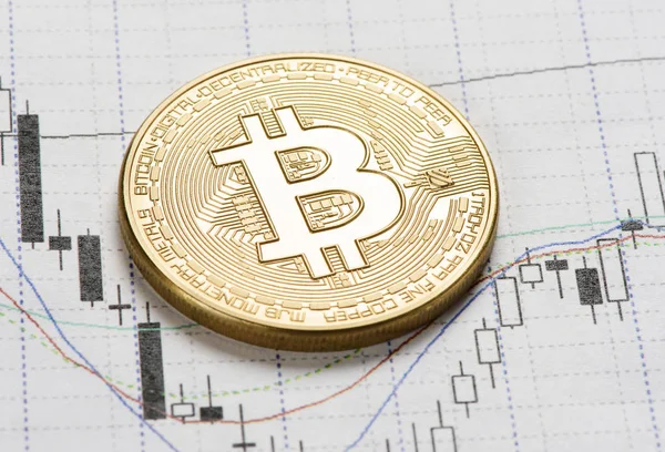 Монети Золотий bitcoin — стокове фото
