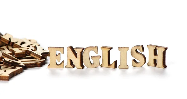 Slovo "Angličtina" s dřevěnými dopisy — Stock fotografie