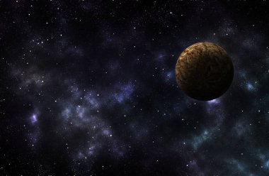 Gezegenlerin, yıldızların ve galaksilerin olduğu evren sahnesi