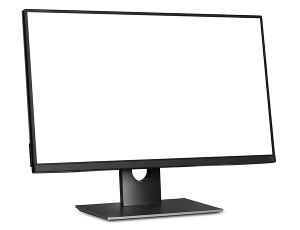 Computermonitor met witte leeg scherm — Stockfoto