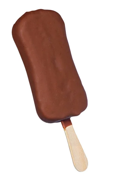 Шоколадне морозиво на дерев'яній паличці — стокове фото