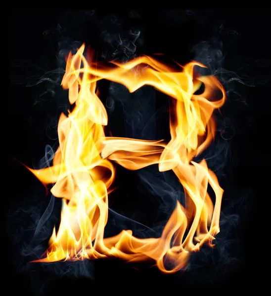 Buchstabe b. Feuer und Rauch Alphabet — Stockfoto