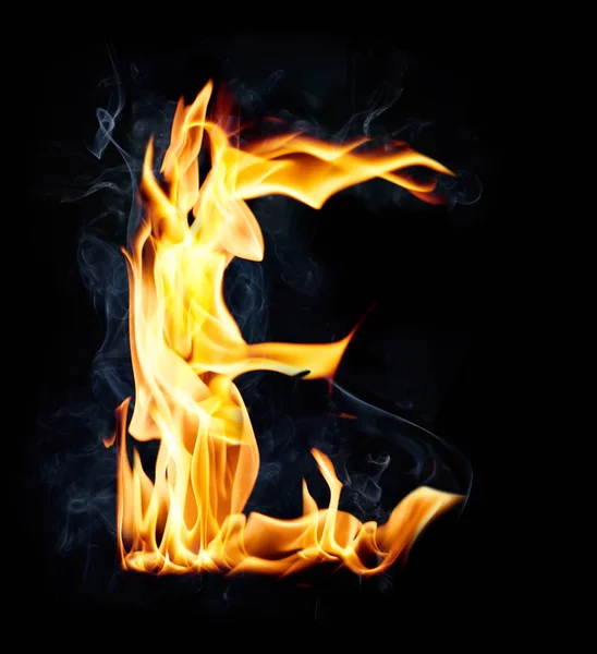 Letra E. Alfabeto de fuego y humo —  Fotos de Stock