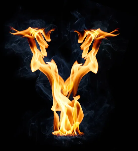 편지 Y. 화재와 연기 알파벳 — 스톡 사진