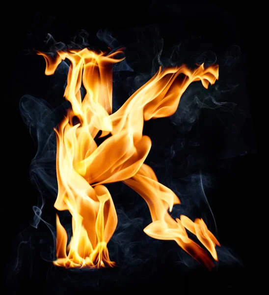 Mektup K. yangın ve duman alfabesi — Stok fotoğraf