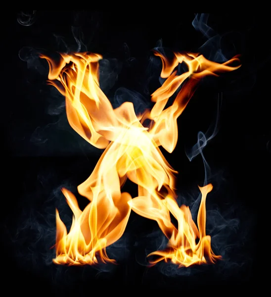 Bokstaven X. eld och rök alfabetet — Stockfoto