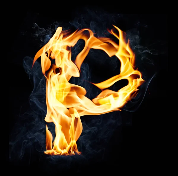 Letter P. Fire and smoke alphabet — Stock Photo, Image