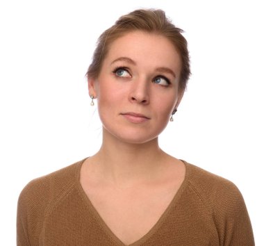 Düşünme casual kadın izole ararken