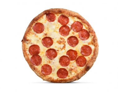 beyaz izole pepperoni pizza