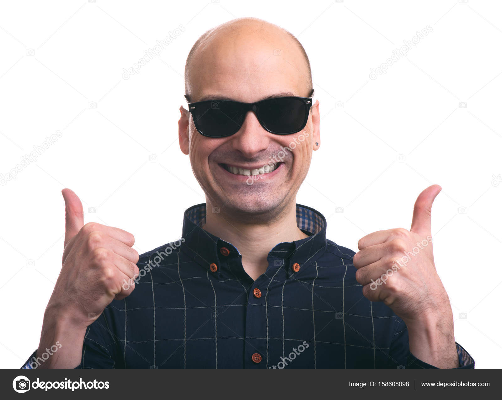 Bald guy shows thumbs up. Isolated Stock Photo by ©spaxiax 158608098 Bald guy shows thumbs up. Isolated Stock Photo by ©spaxiax 158608098