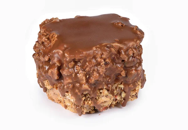 Chocolate cake slice with nuts — Stock Photo, Image