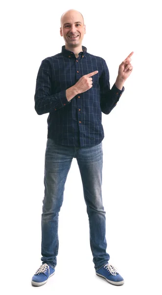 Volledige lengte van de wijzende vinger van een man — Stockfoto
