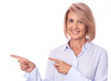 güzel kadın kıdemli işaret parmağı