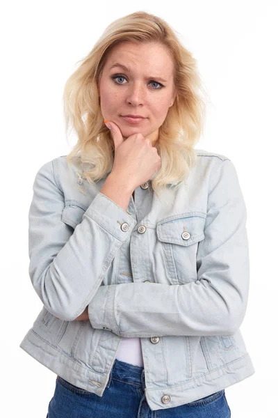 Serious thinking woman isolated — Stock Photo, Image