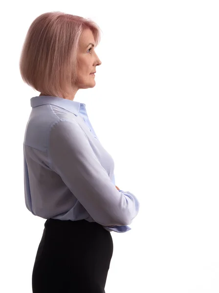 Side view of an old business woman — Stock Photo, Image