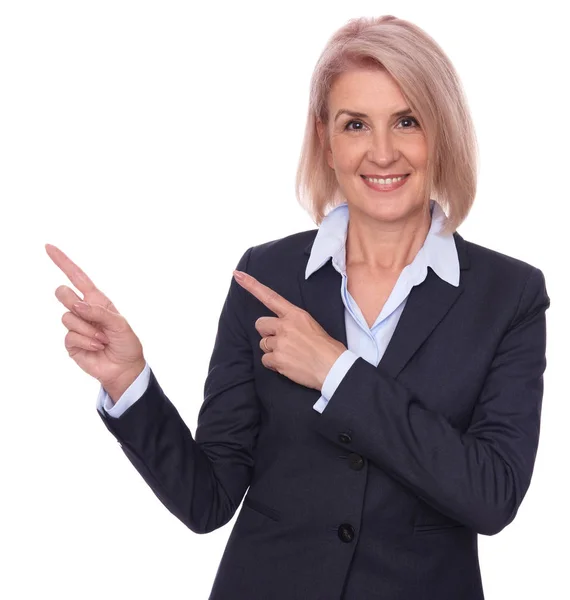 Üst düzey iş kadını işaret parmak — Stok fotoğraf