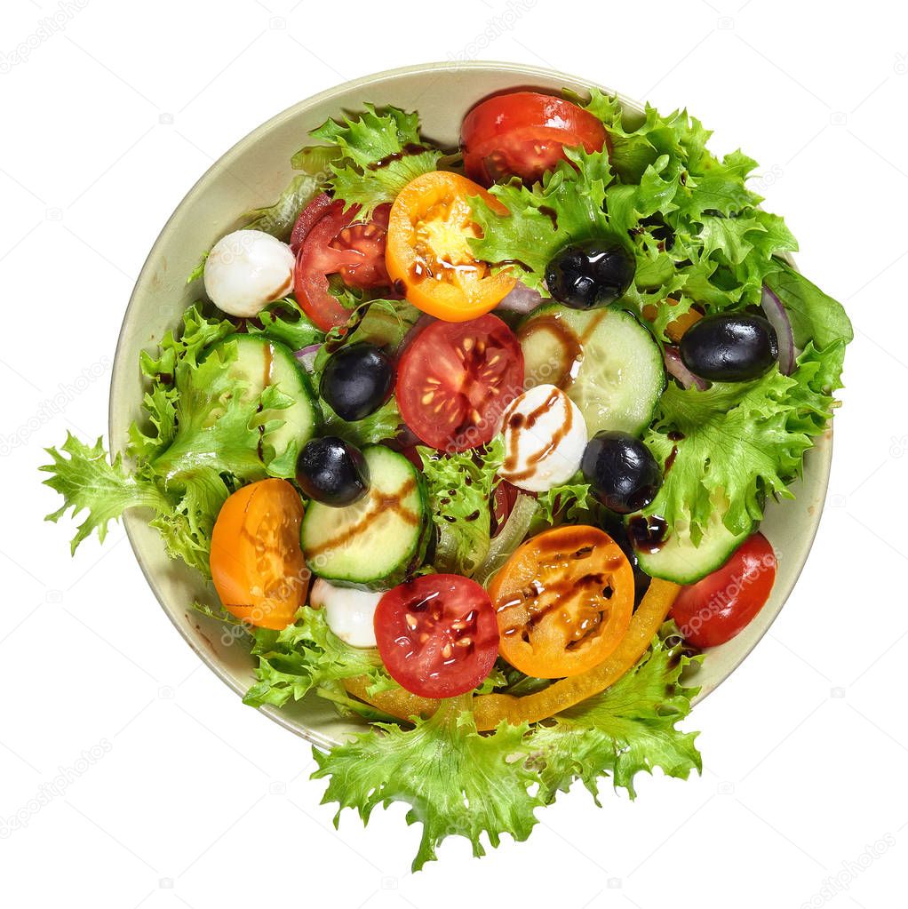 Fresh healthy vegetable salad with mozzarella