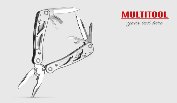 Stanless stalen multitool geïsoleerd — Stockfoto