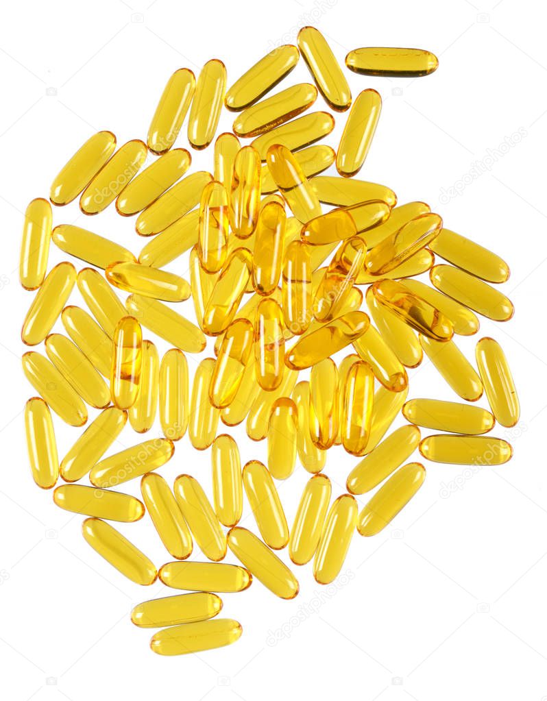 Cod liver oil omega 3 gel capsules isolated