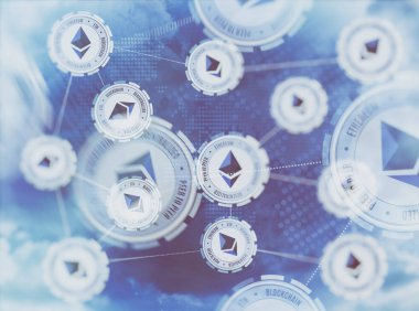Ethereum logolu jeton. Blockchain teknoloji