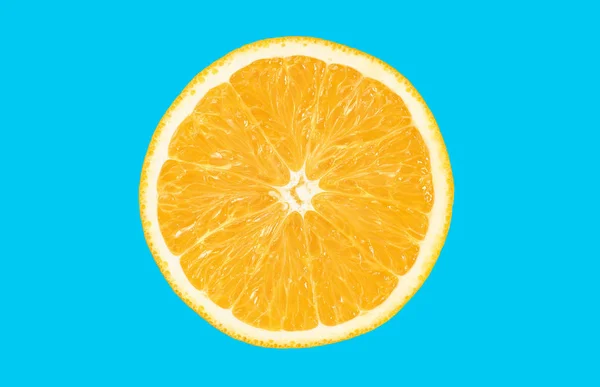 Fresh orange fruit isolated on blue background — Stock Photo, Image