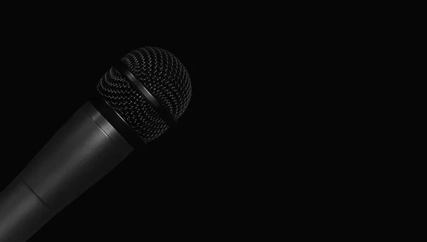 Studio microphone for recording voice over black background — Stock Photo, Image