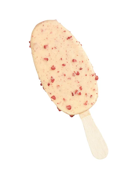 Ванільний батончик з морозивом з білим шоколадним покриттям — стокове фото