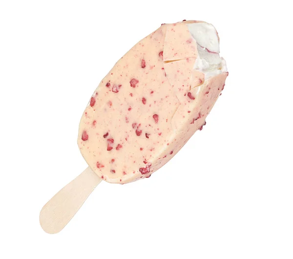 Isırılmış beyaz çikolatalı dondurma. — Stok fotoğraf
