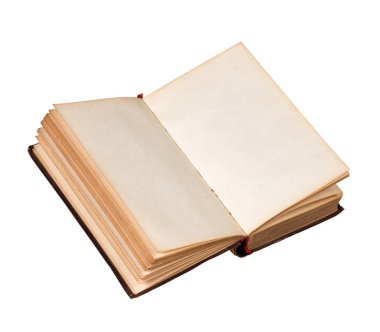 Beyazda boş sayfalarla açılmış eski kitap