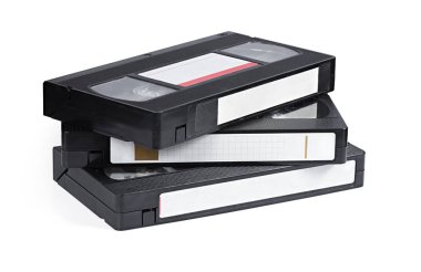 Old VHS Video Cassettes isolated clipart