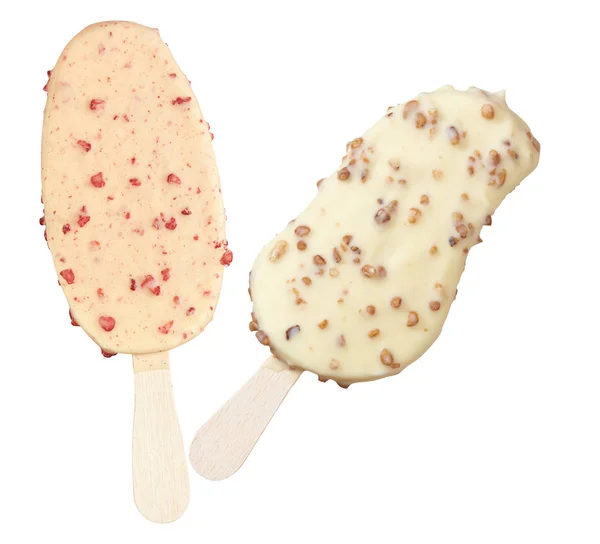 Helado de paleta chocolate blanco cubierto aislado — Foto de Stock