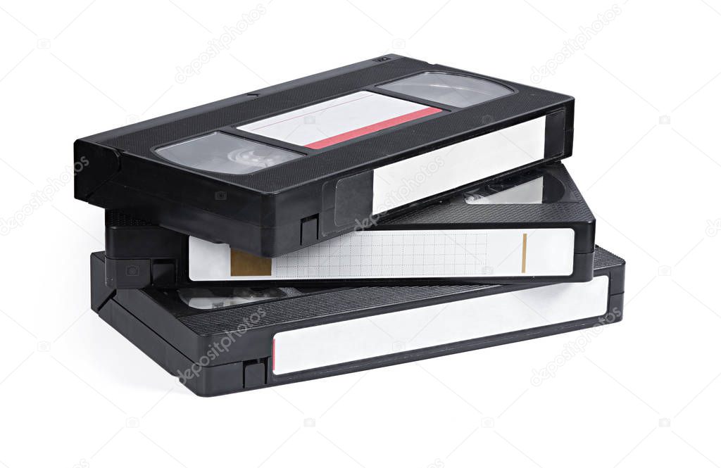 Old VHS Video Cassettes isolated