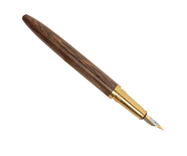 Old wooden fountain pen isolated on a white — 스톡 사진