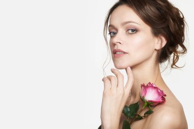 Beauty woman face. Beautiful model with healthy skin