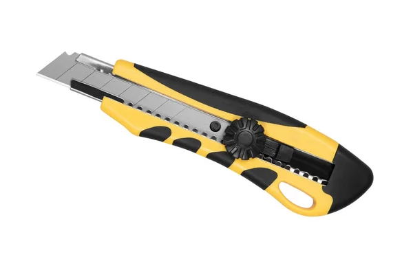 Cuchillo de construcción amarillo y negro aislado — Foto de Stock