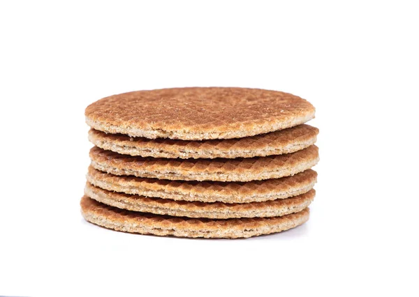 Vafă caramelă olandeză, stroopwafel rotund izolat — Fotografie, imagine de stoc