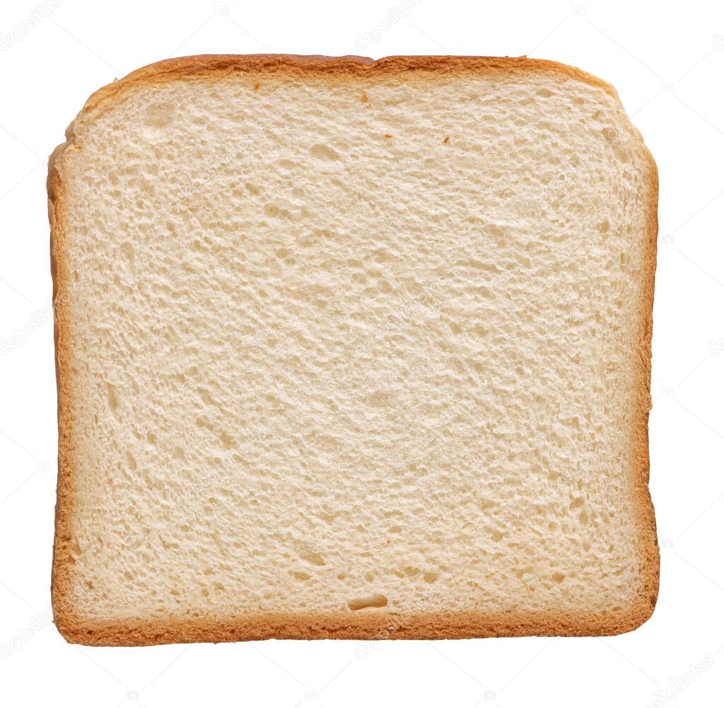 White bread slice. Isolated on white