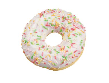 Beyaz üzerine serpiştirilmiş jöleli çörek.