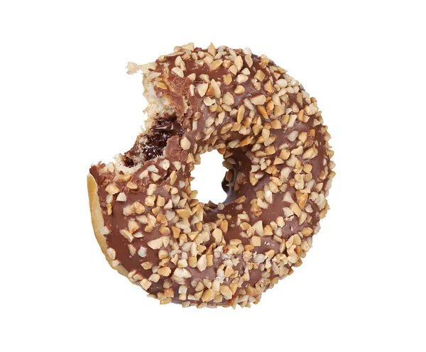 Glazed bitten round donut with sprinkles isolated — Stock Photo, Image