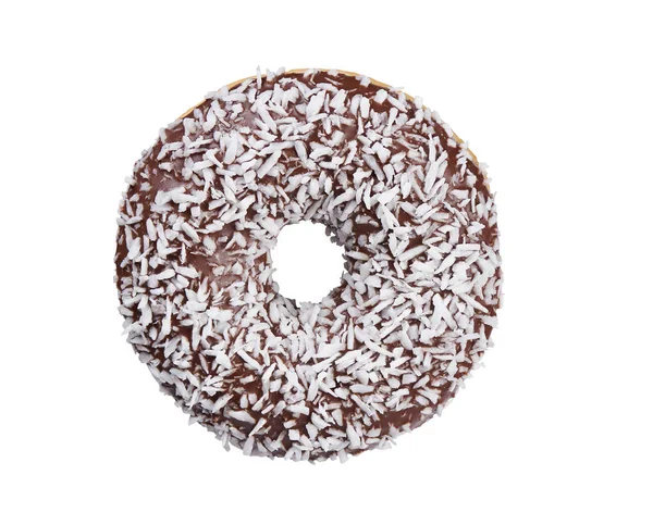 Chocolate donut with coconut sprinkles. Isolated. Clipping path — Stock Photo, Image