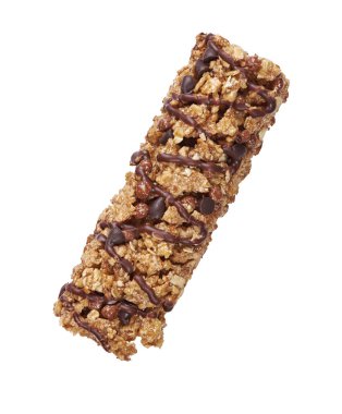 Chocolate Granola bar isolated on white