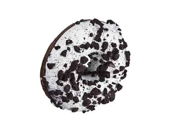 Glazed round donut with sprinkles isolated. Side view — Stock Photo, Image