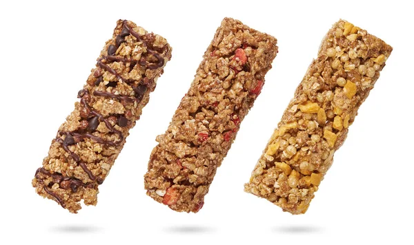Muesli cereal bar with chocolate isolated — Stock Photo, Image